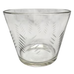 Vintage Glass JAVIT CRYSTAL Rain Pattern Mid Century Etched Glass Ice Bucket